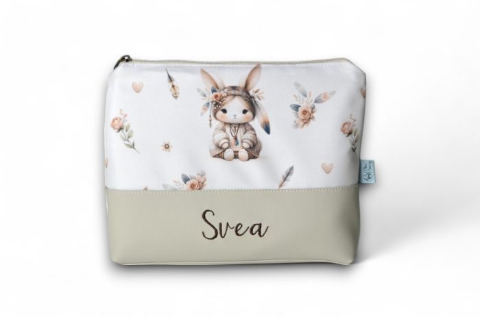 Cipzáros neszeszer -  névvel - boho nyuszi