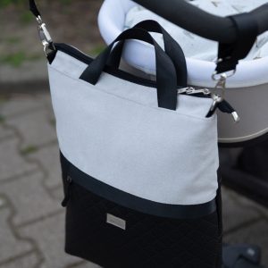 MindentBele Mami Táska - pelenkázótáska - Fekete steppelt pelenkázó hátitáska
