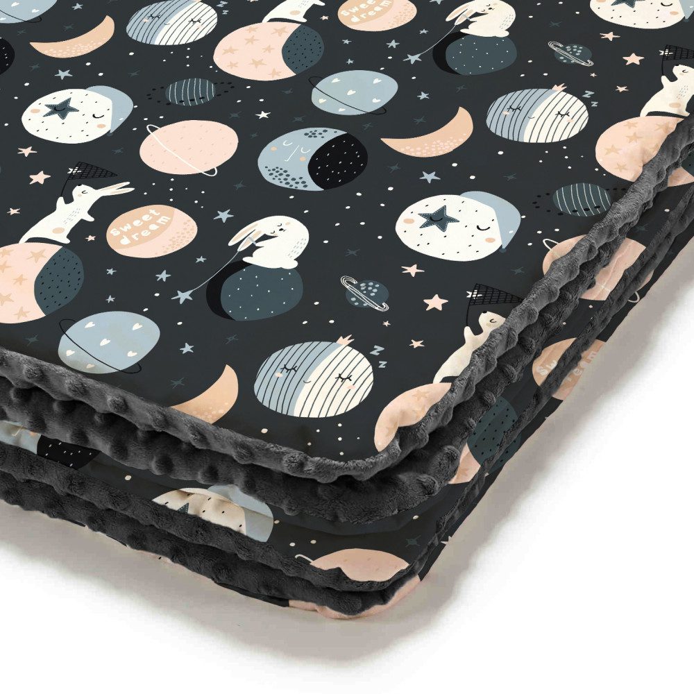 Ovis minky takaró és párna szett - Dark astro bunny - Image 2